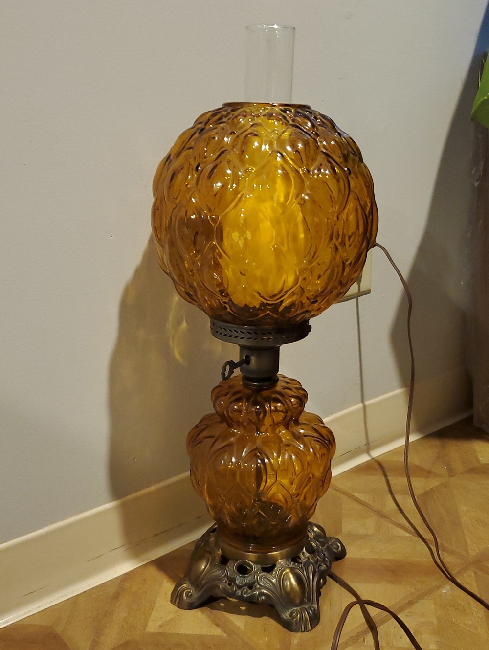 Fenton Yellow Glass Lamp